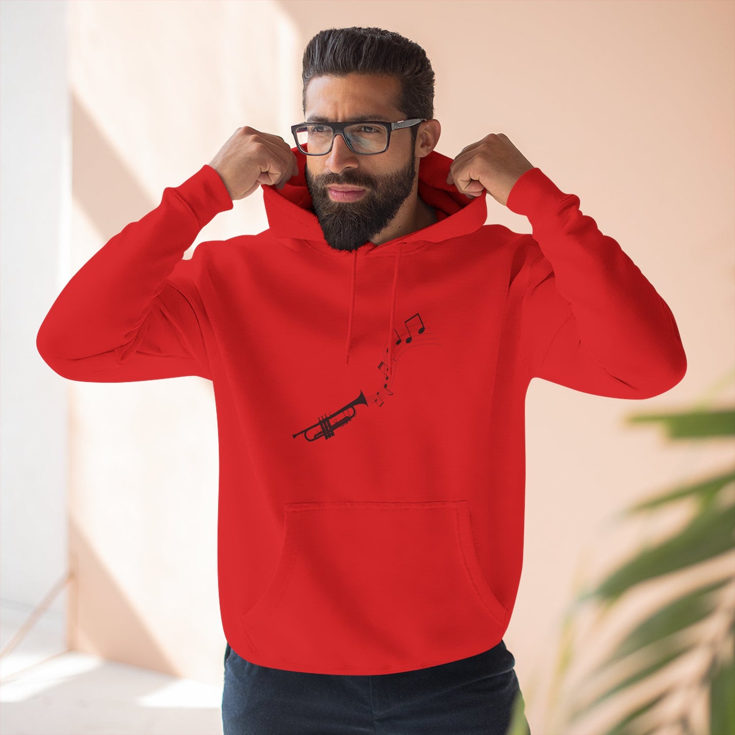 Trumpet Music Notes Hoodie — Minimalist Jazz Instrument Pullover