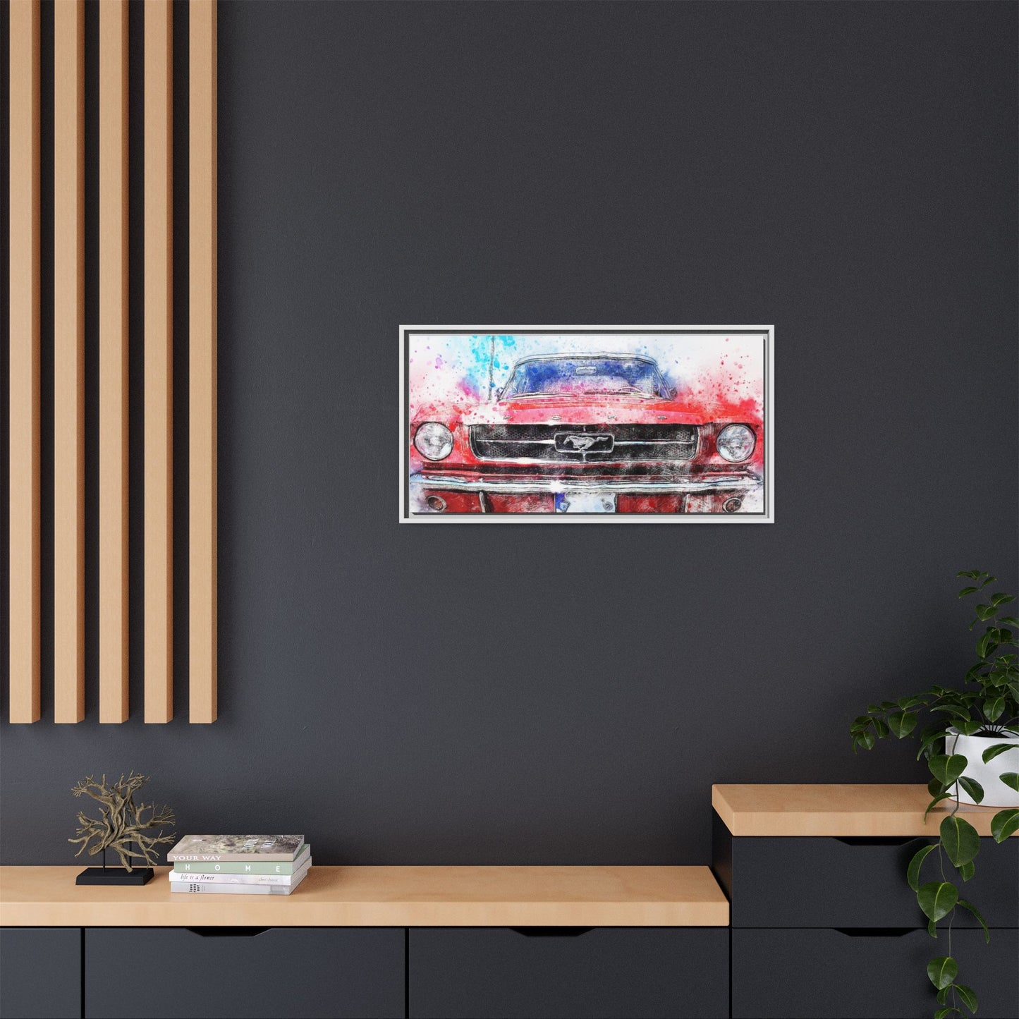 Matte Canvas, Framed Mustang Car