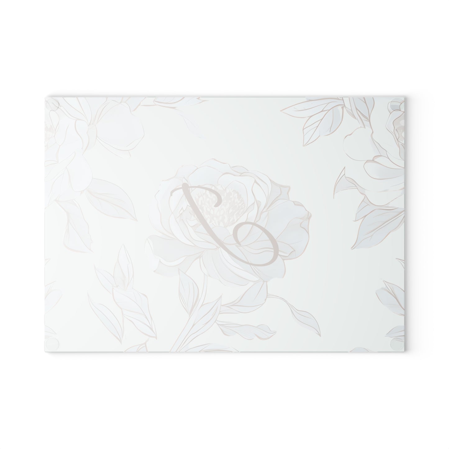 Personalized Floral Glass Cutting Board, Elegant Kitchen Gift, Monogrammed Home Decor, Wedding Gift, Anniversary Present