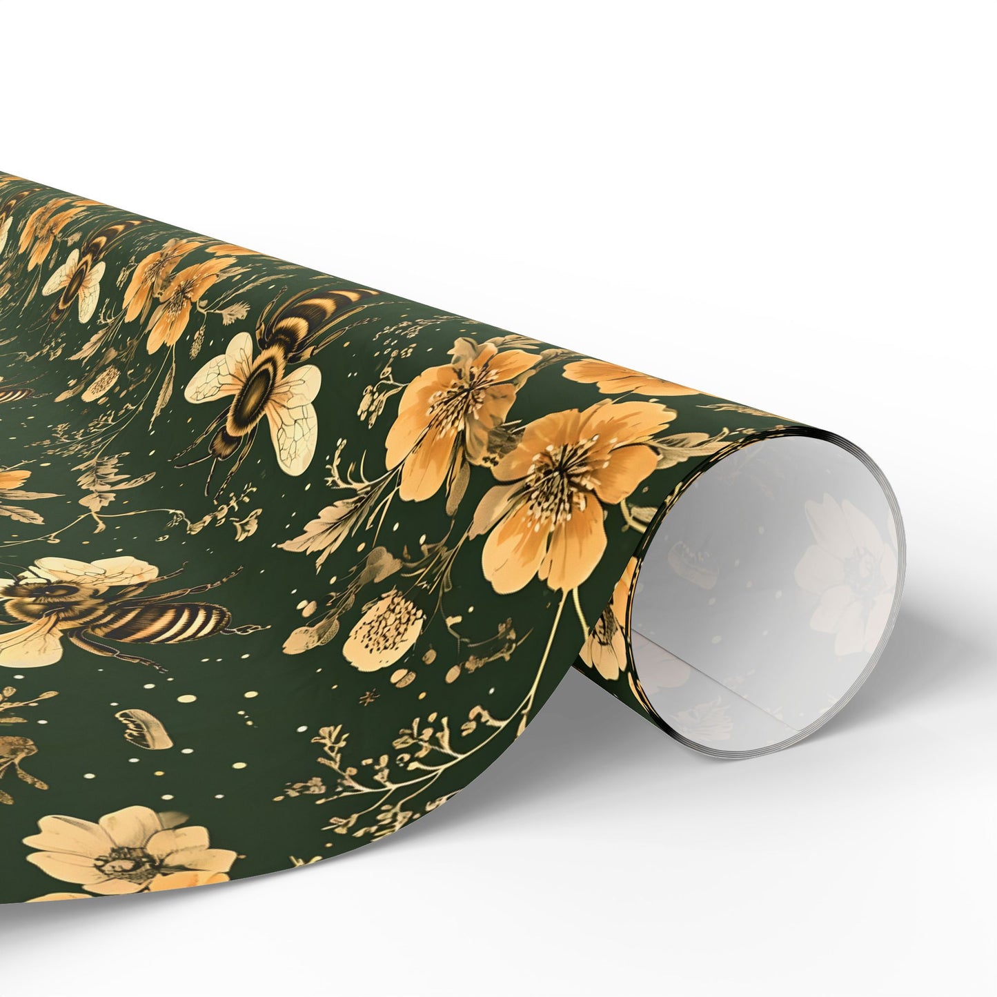 Floral Bee Wrapping Paper, Eco-Friendly Gift Wrap for Birthdays, Weddings, Showers, Baby Showers, Nature Lovers