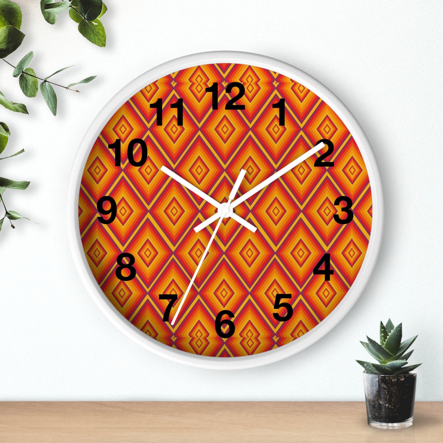Retro Geometric Wall Clock, Vibrant Home Decor Clock, Modern Wall Art for Living Room, Unique Gift for Housewarming, Kid's Room