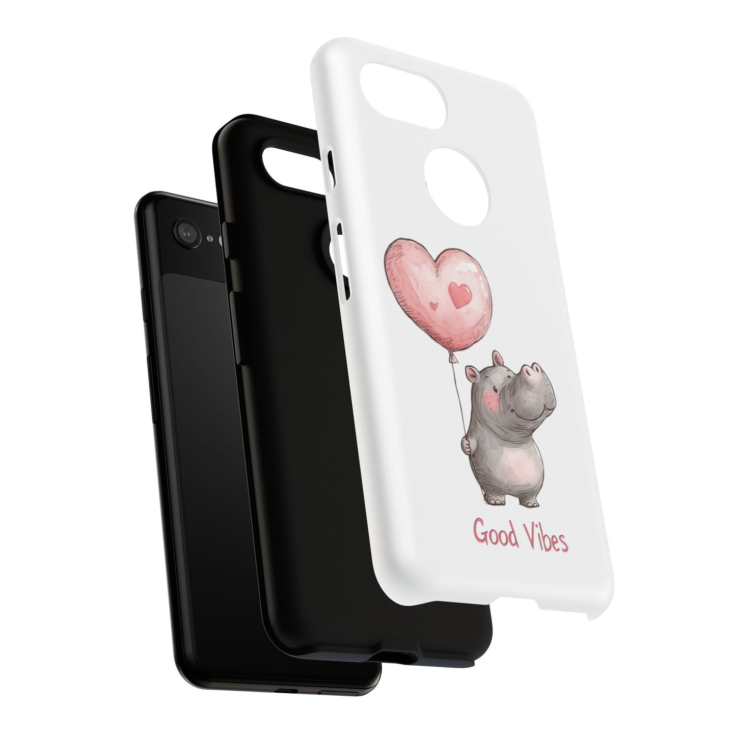 Cute Hippo Phone Case - Good Vibes Design, Animal Lover Gift, Fun Accessory, Birthday Present, Phone Accessories