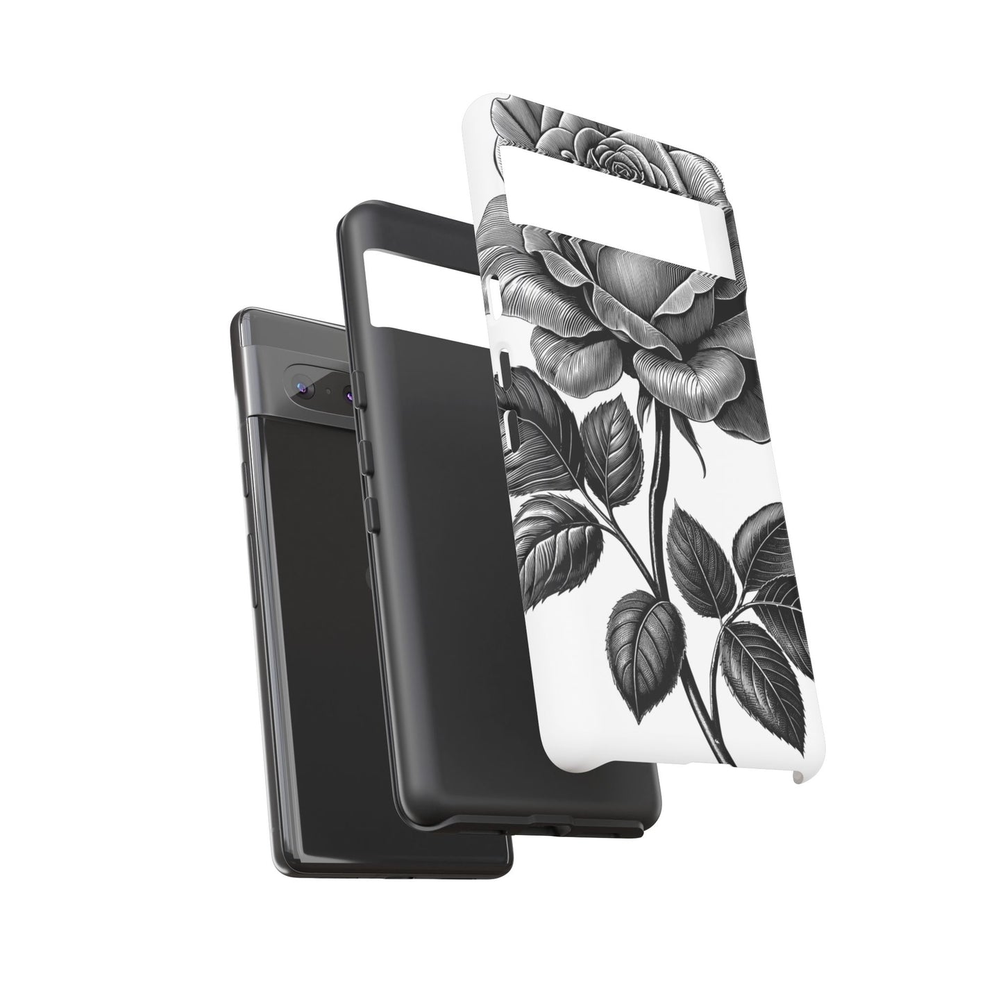 Elegant Floral Phone Case - Tough Cases, Black Rose Design, Floral Phone Cover, Stylish Phone Accessory, Gift for Her, Mother's Day
