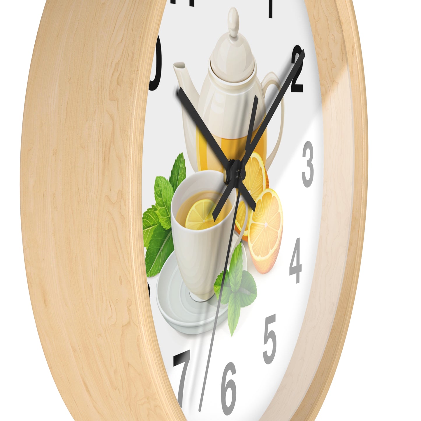 Charming Teatime Wall Clock, Kitchen Decor, Tea Lover Gift, Rustic Clock, Home Office Accessory, Lemon Tea Stationery