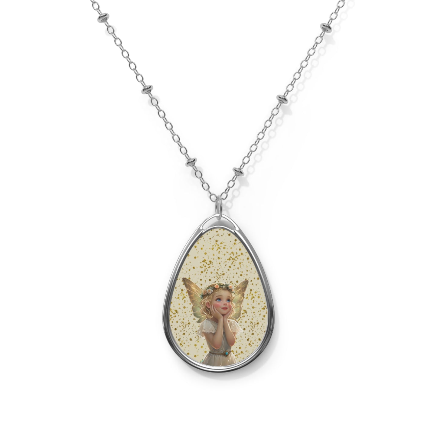 Whimsical Fairy Oval Necklace, Magical Jewelry, Enchanted Gift, Fairy-tale Necklace
