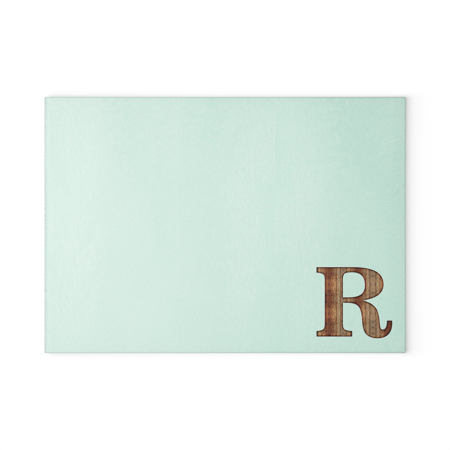 Monogram Glass Cutting Board – Mint or Clear with Wood-Style 'R' Corner