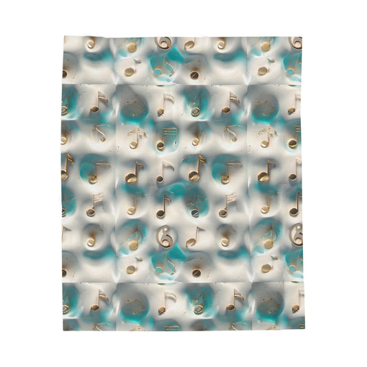 Musical Note Velveteen Plush Blanket, Cozy Throw for Music Lovers, Perfect Gift for Music Teachers and Performers, Soft Bedding, Home Decor
