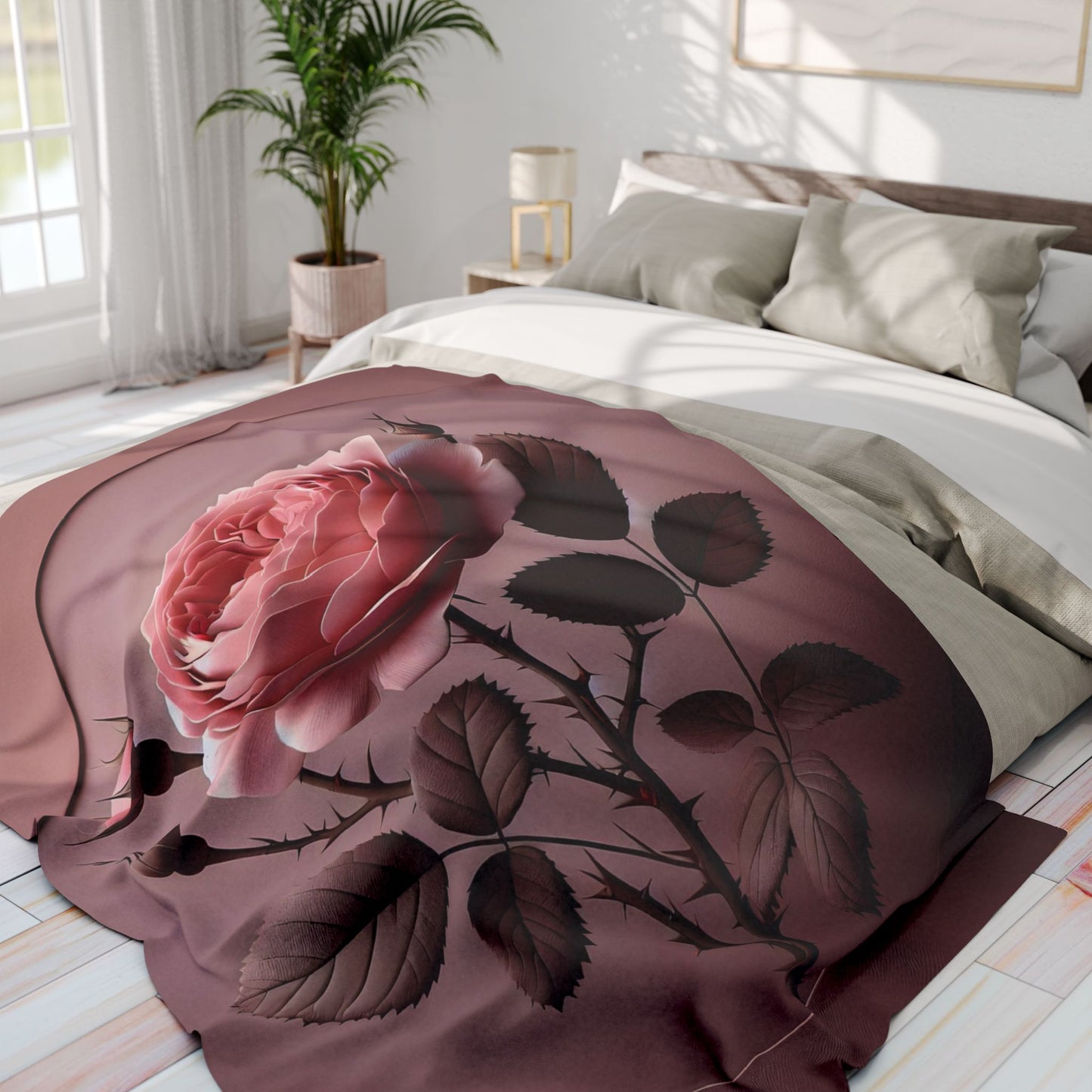 Elegant Rose Arctic Fleece Blanket - Cozy Home Decor, Floral Throw Blanket, Birthday Gift, Wedding Present, Living Room Accent