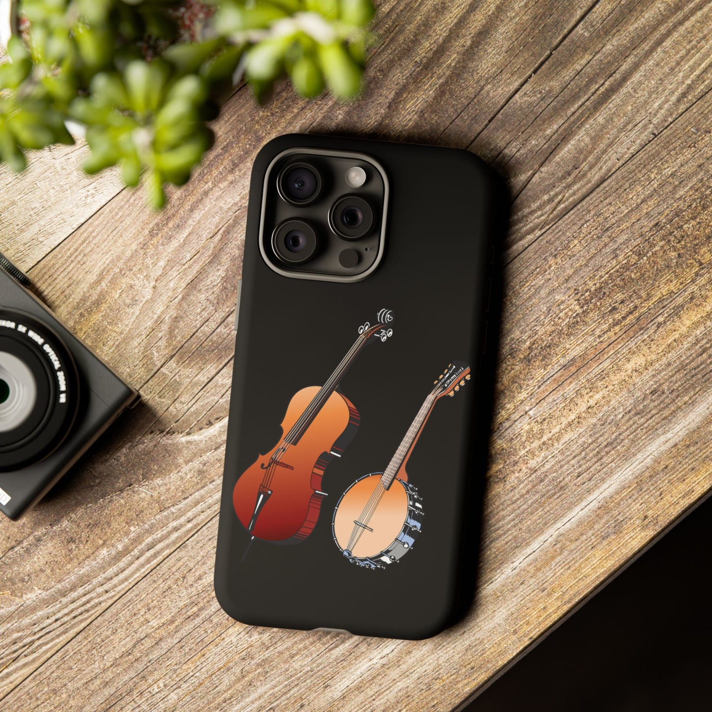 Musical Instrument Phone Case - Violin & Banjo Design, Music Lover Gift, Unique Phone Cover, Holiday Gift, Durable Tough Cases