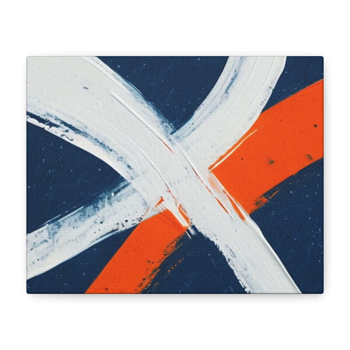 Abstract Navy & Orange Brushstroke Canvas