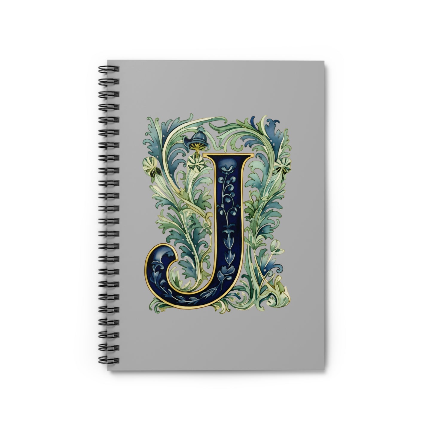 Monogram J Floral Initial Notebook — Decorative Spiral Journal for Writing & Gifts