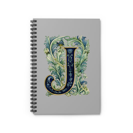 Monogram J Floral Initial Notebook — Decorative Spiral Journal for Writing & Gifts