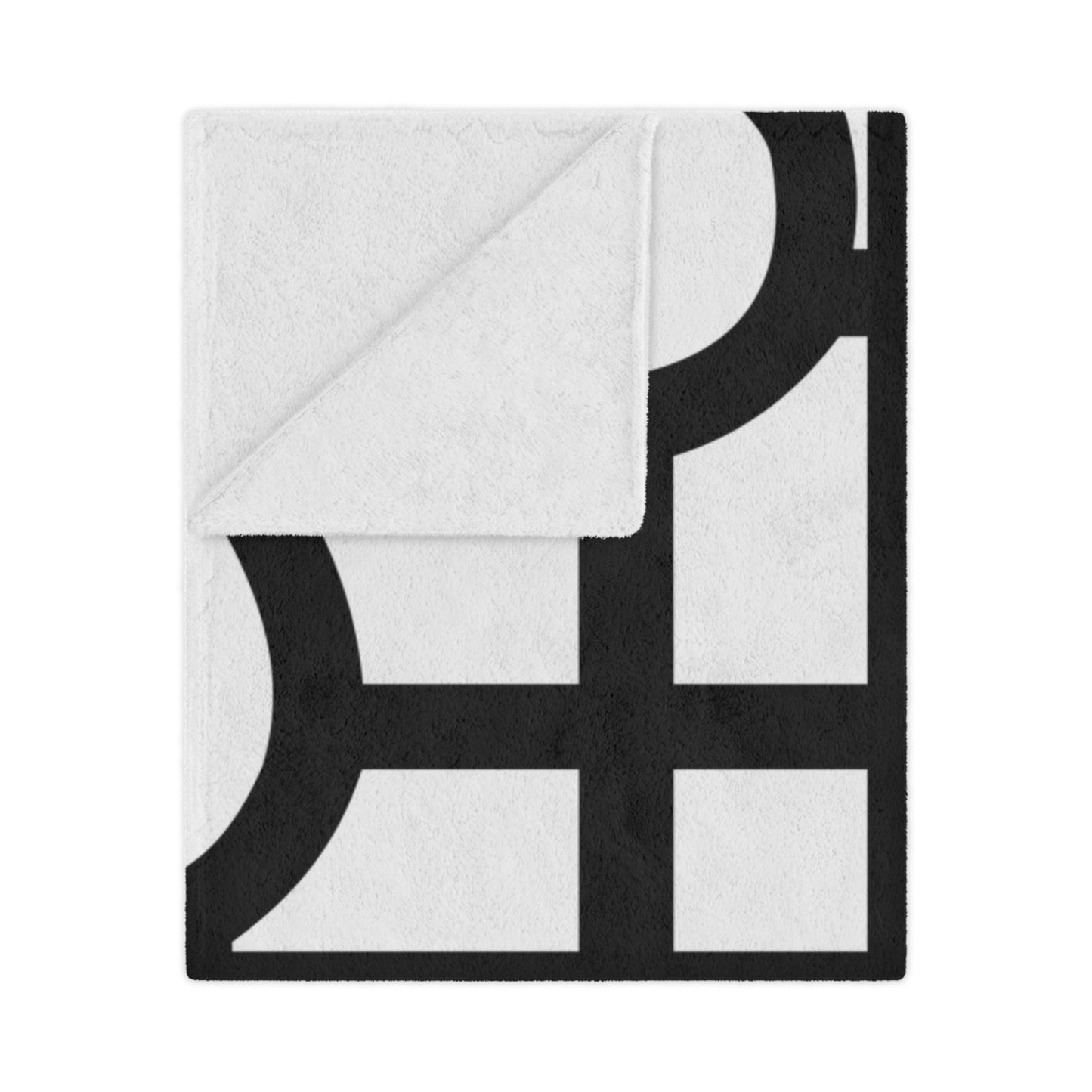 Geometric Scrolled Minky Blanket — Black & White Decorative Throw