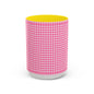 Pink Gingham Accent Coffee Mug, Cute Kitchen Decor, Gift for Coffee Lovers, Home Office Mug, Spring and Summer Vibes