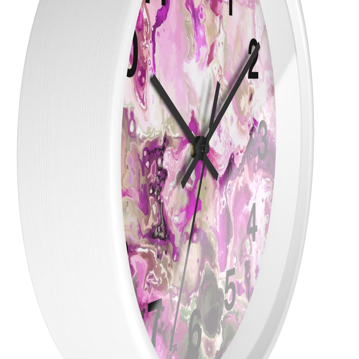 Elegant Pink Swirl Wall Clock Home Decor, Gift for Her, Modern Design, Office Wall Art, Functional Art