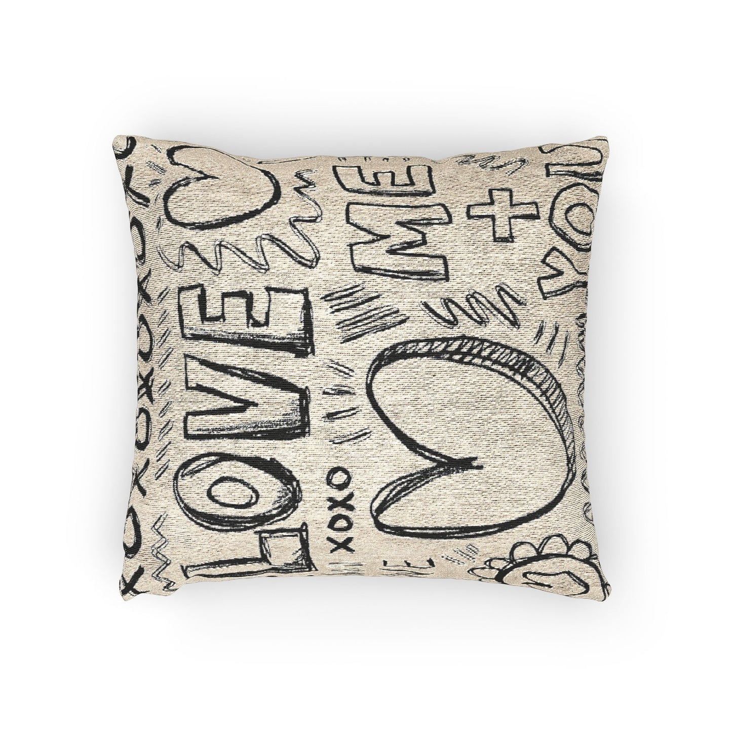 Boho Love Woven Pillow, Decorative Throw Cushion, Home Decor, Cozy Living Room Accent, Gift for Her, Modern Farmhouse Decor