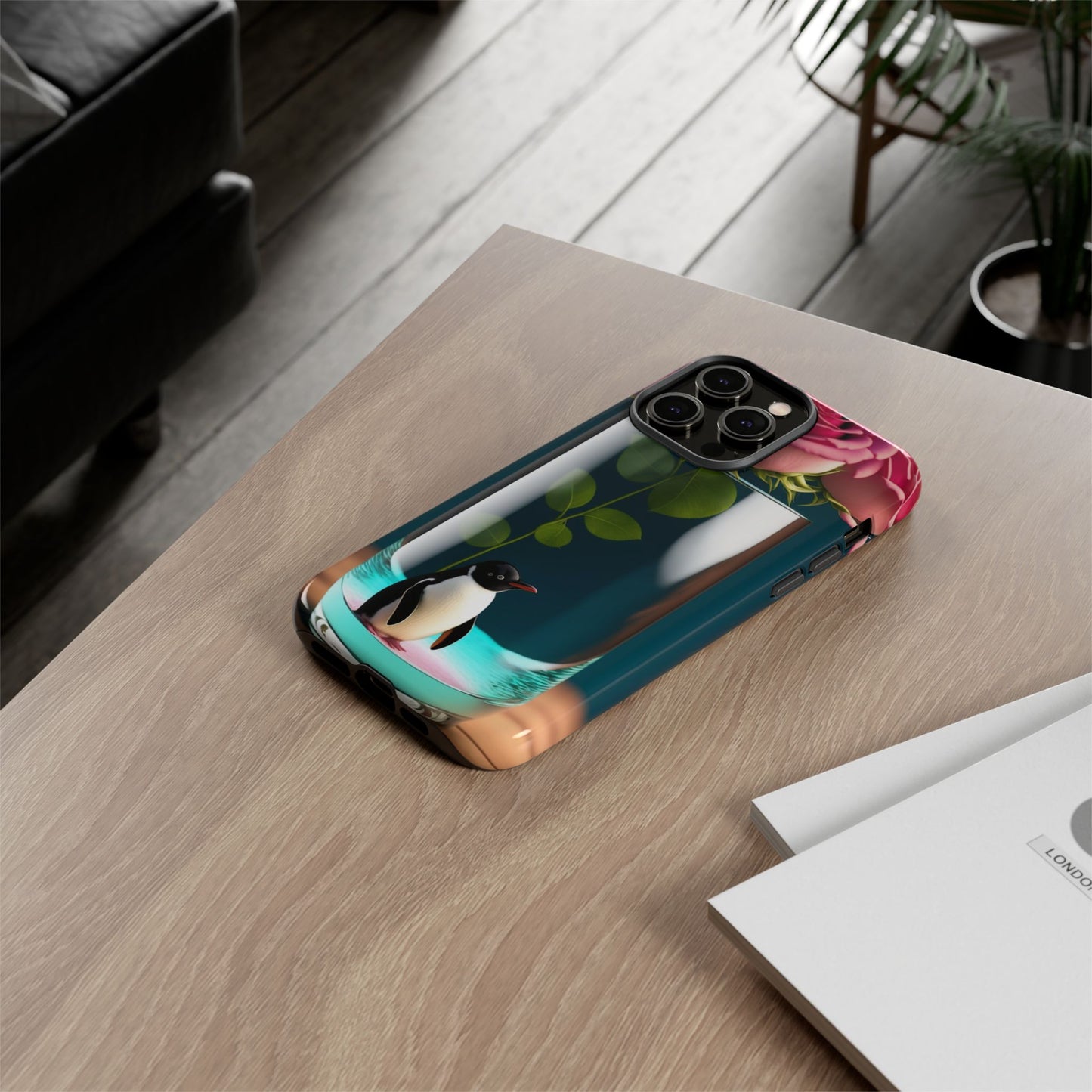 Penguin in a Glass Floral Tough Phone Case — Cute Protective Phone Cover
