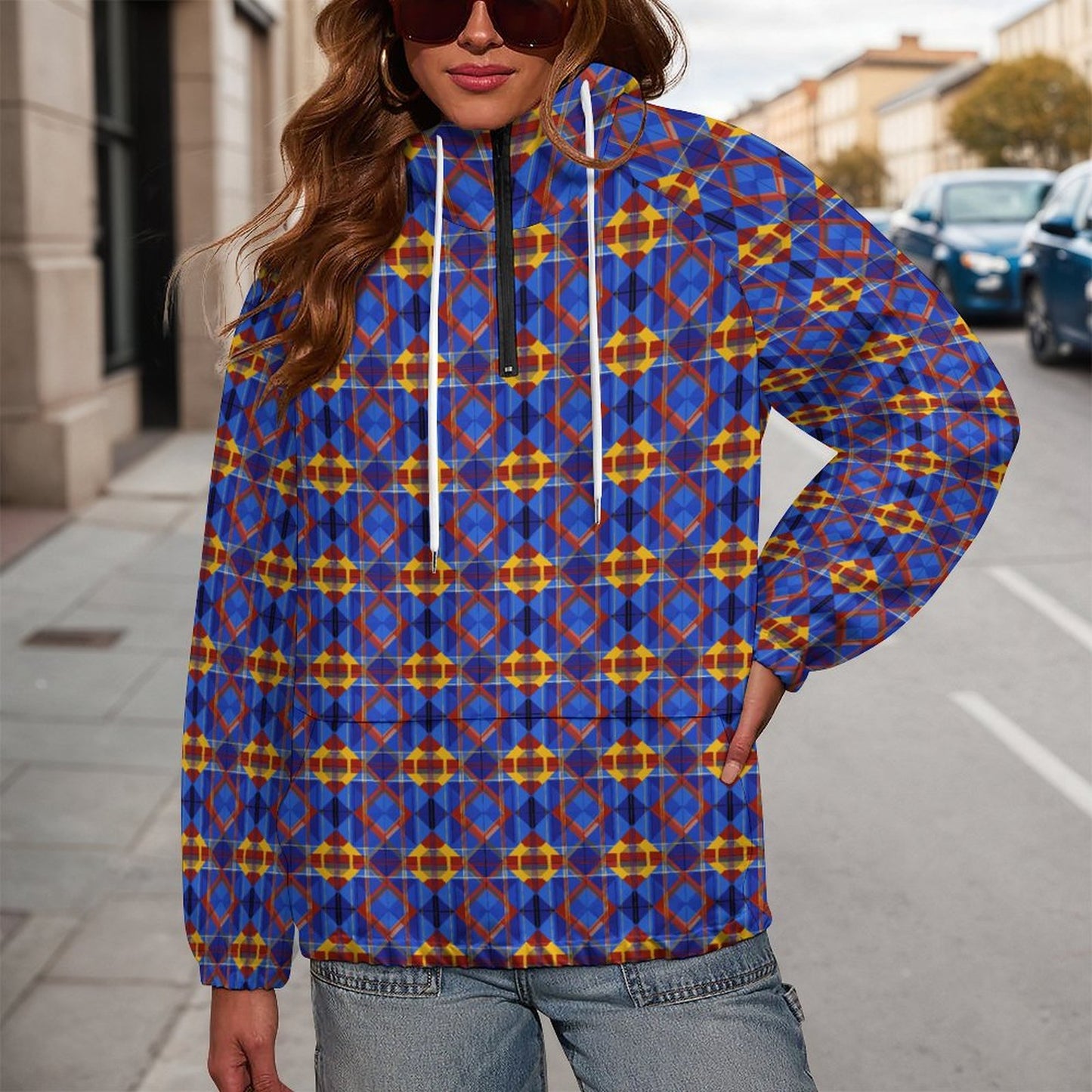 Double-Layered Hoodie with Pockets(All-Over Printing)