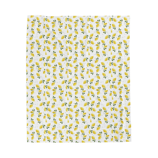 Lemon Floral Velveteen Plush Blanket - Cozy Throw for Home Decor, Gift for Her, Nursery Blanket, Mother's Day, Summer Vibes