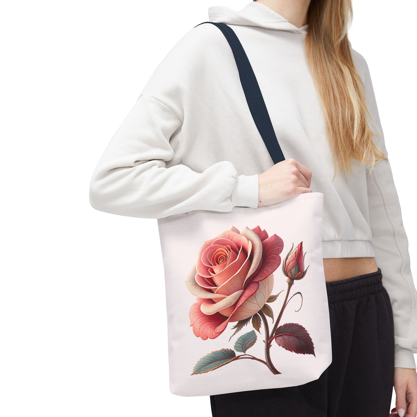 Romantic Floral Tote Bag, Rose Design, Chic Bag, Stylish Carryall, Perfect Gift for Her, Everyday Use, Eco-Friendly