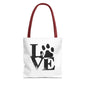 Love Paw Print Tote Bag, Pet Lover's Gift, Eco-Friendly Shopping Bag, Animal Rescue Fundraiser, Personalized Pet Tote