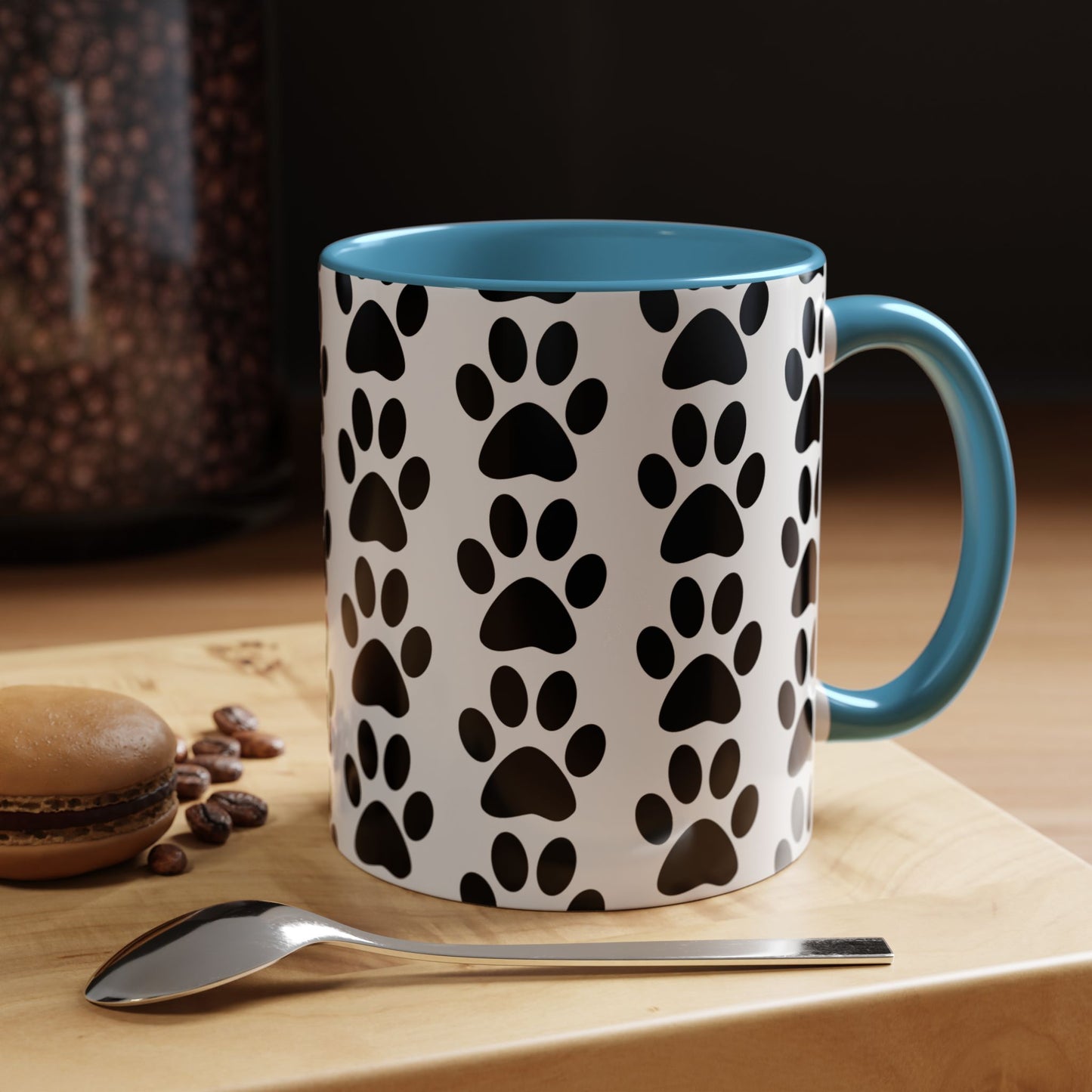Paw Print Accent Coffee Mug - Dog Lover Gift, Black and White Pet Mug, Cute Animal Decor, Personalized Pet Owner Present, Coffee Tea Cup