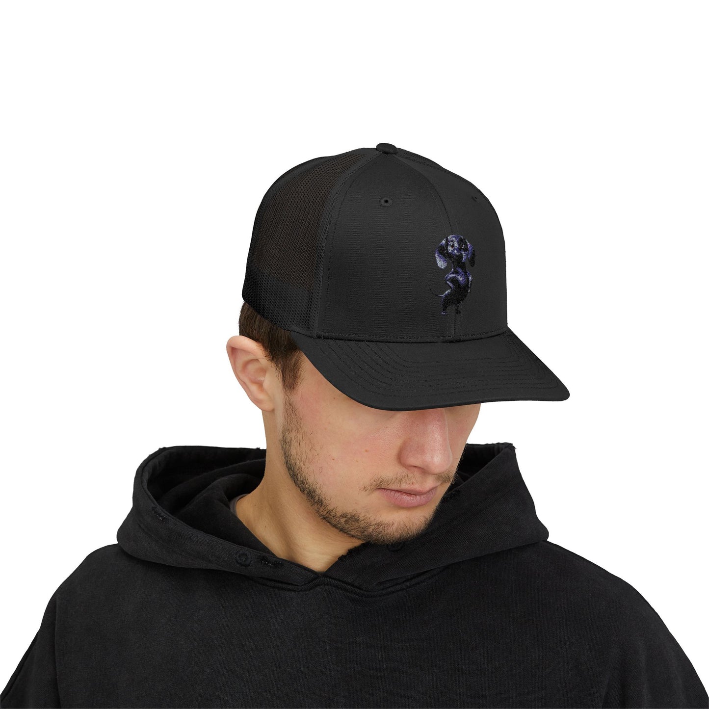 Dachshund Galaxy Trucker Cap – Embroidered Space Sausage Dog Snapback