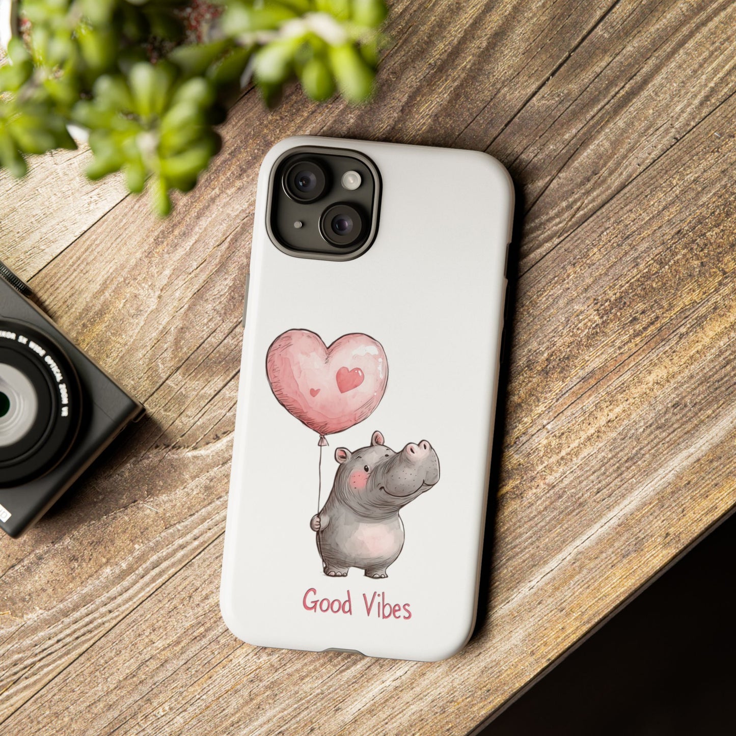 Cute Hippo Phone Case - Good Vibes Design, Animal Lover Gift, Fun Accessory, Birthday Present, Phone Accessories