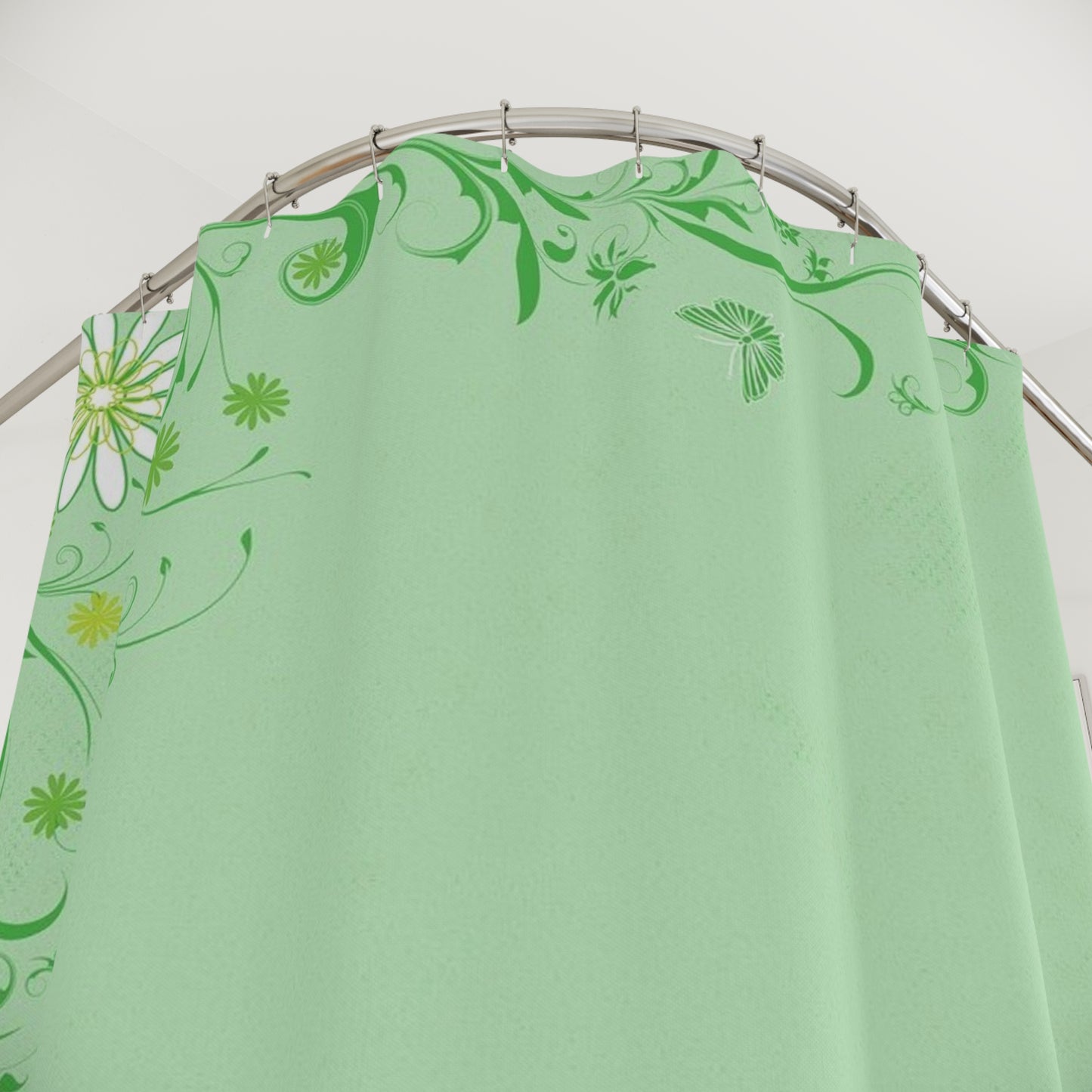 Green Floral Shower Curtain — Daisy Vine Bathroom Decor