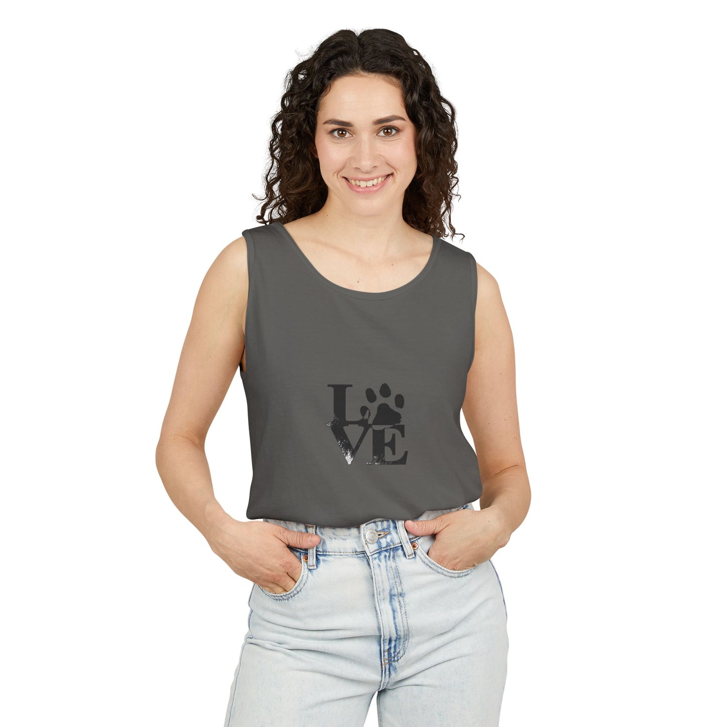 Paw Print Love Tank Top | Animal Lover Gift, Summer Tee, Pet Adoption Support, Casual Wear, Gift for Dog Mom/Dad