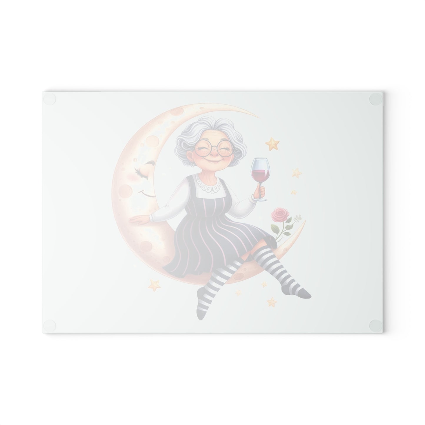 Whimsical Grandma Glass Cutting Board - Perfect Gift for Cooking Enthusiasts, Home Decor, Grandmother, Housewarming, Kitchen Accessory