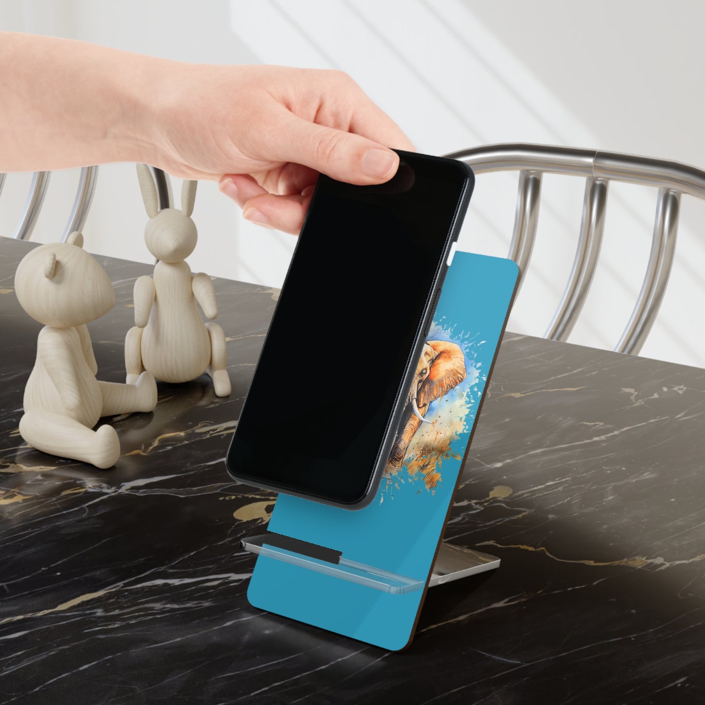 Elephant Watercolor Phone Stand – Foldable Mobile Display Stand for Smartphones