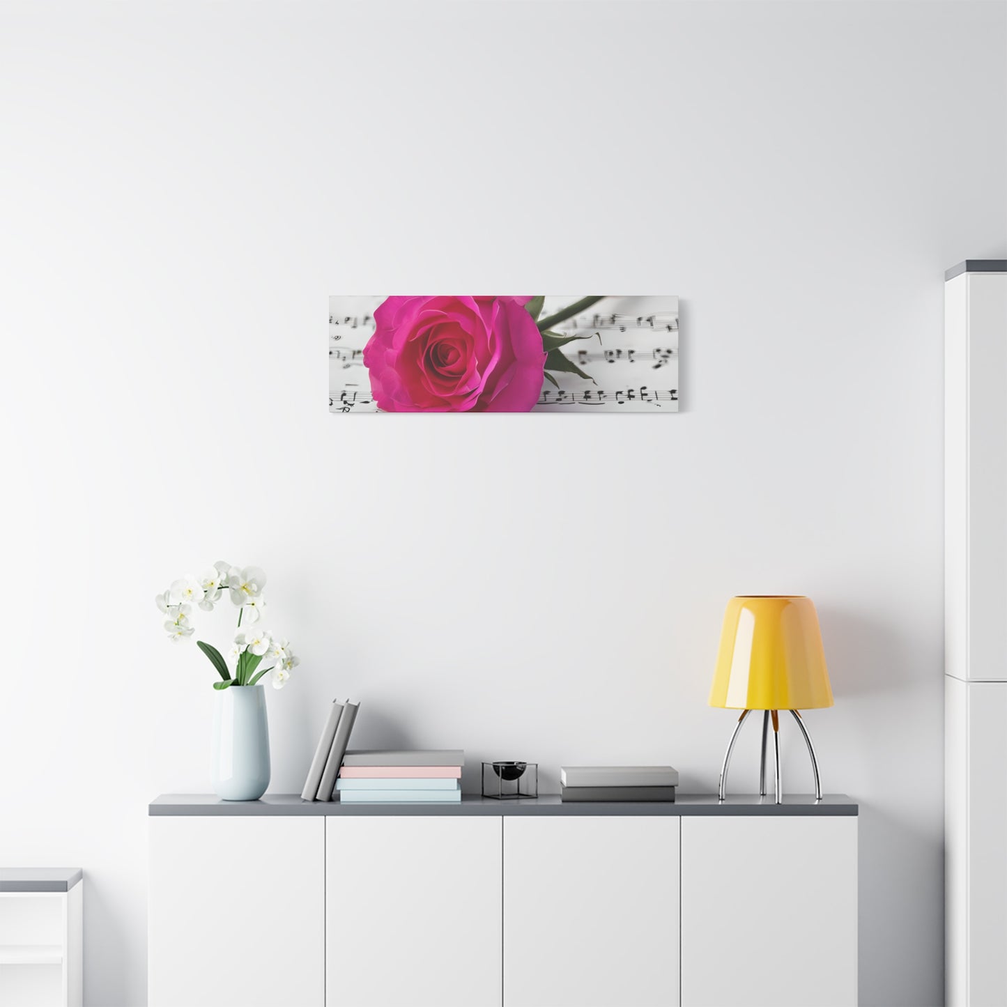 Stretched Canvas Art Print, Classic Rose on Sheet Music, Floral Wall Decor, Home Decoration, Gift for Music Lovers