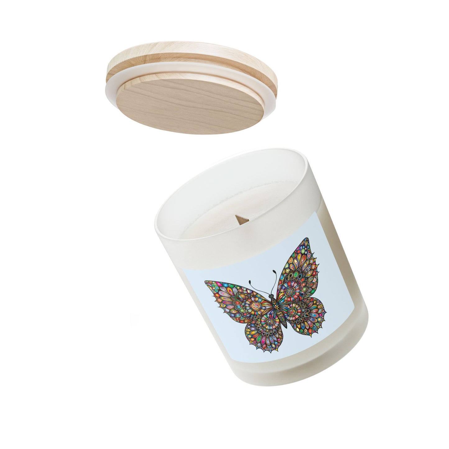 Butterfly Bloom Frosted Glass Candle - 11oz Artisan Aromatherapy
