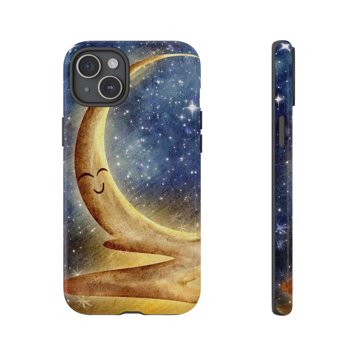 Moonlit Smile Phone Case — Starry Night Crescent Moon iPhone Cover