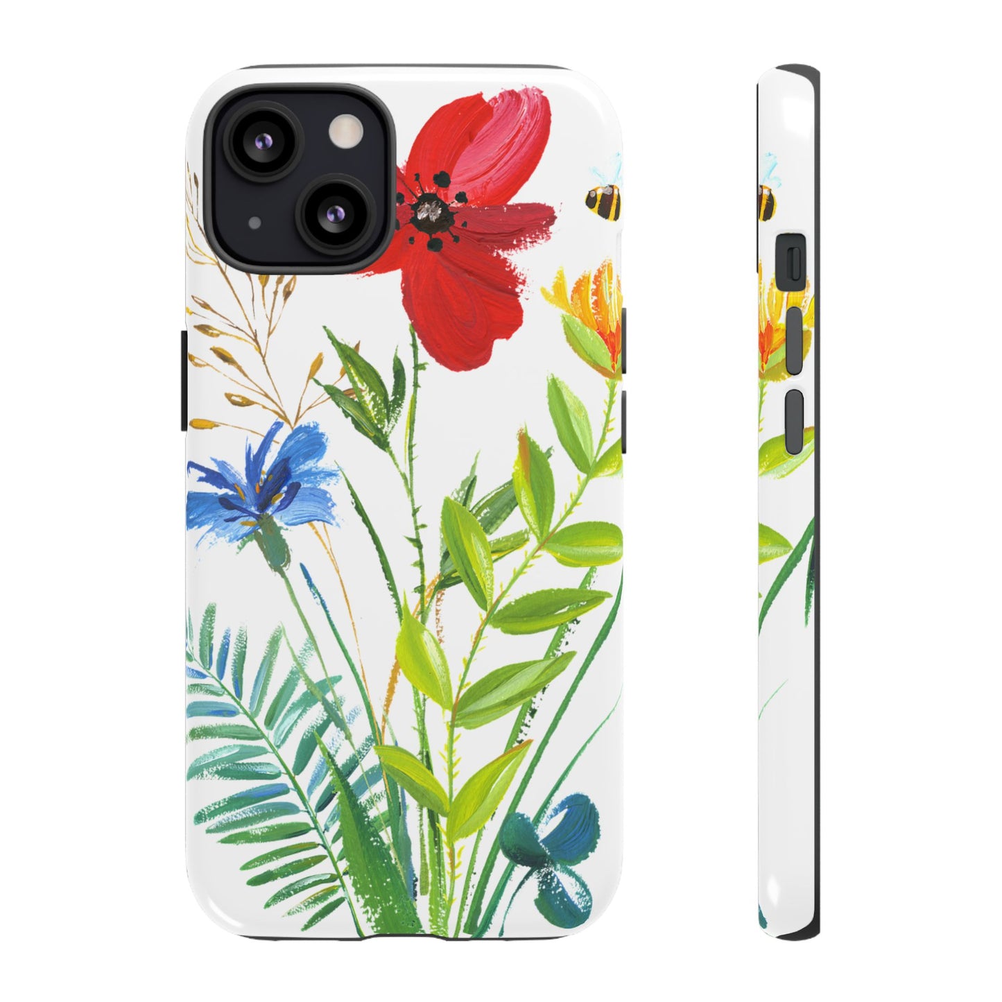 Floral Watercolor Tough Phone Case — Wildflower Bouquet Protective Cover