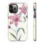 Floral Phone Case with Elegant Pink Lilies, Cute Floral Accessories, Phone Protection, Gift for Her, Stylish Cell Phone Cover