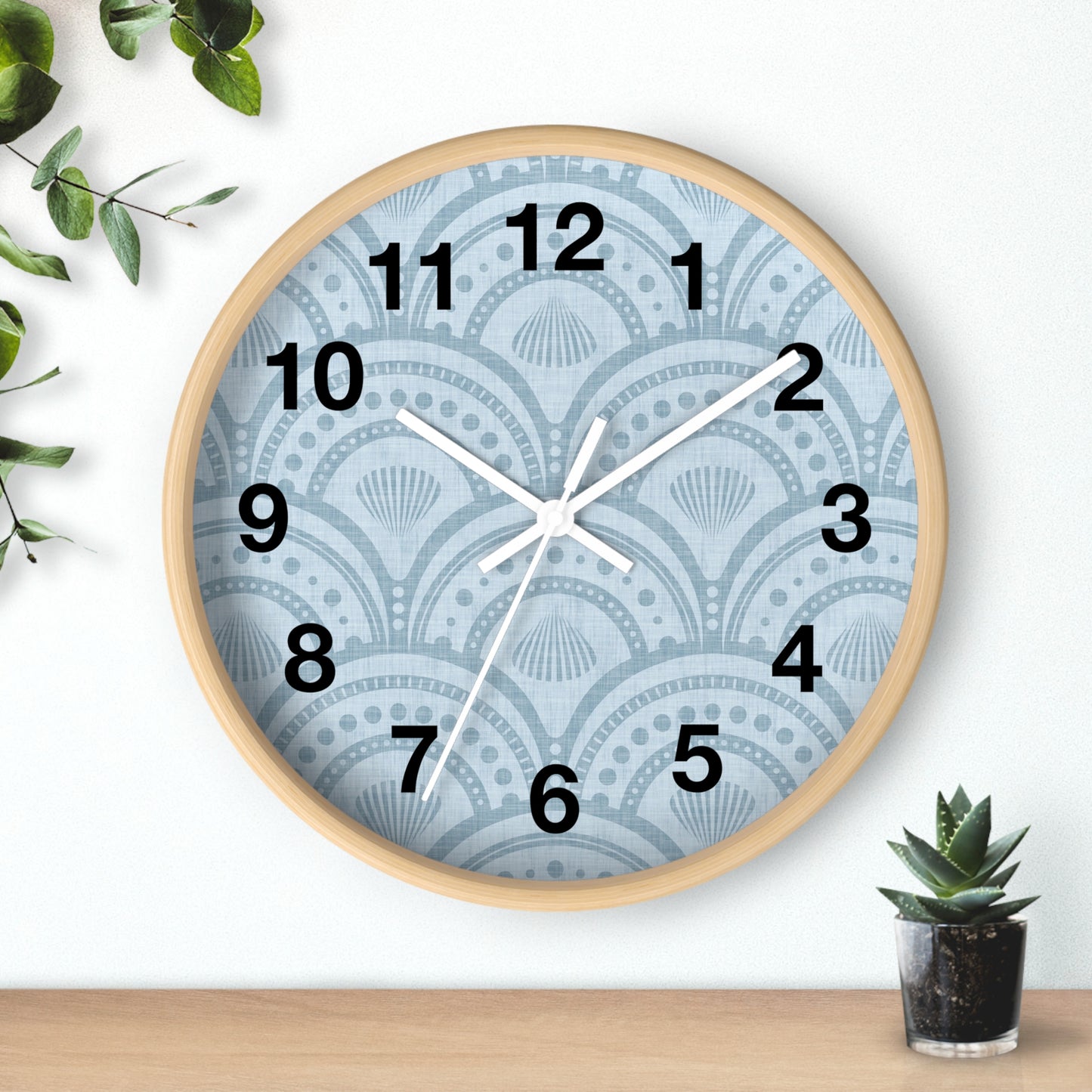 Coastal Blue Art Deco Wall Clock