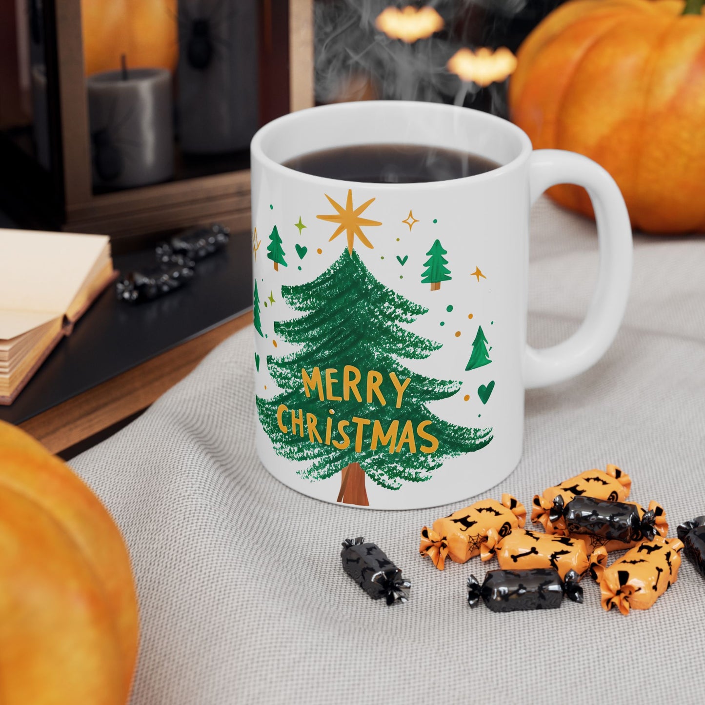 Festive Christmas Ceramic Mug | Holiday Coffee Cup, Hand-painted Design, Gift for Him, Her, Family, Friends, Winter Wonderland
