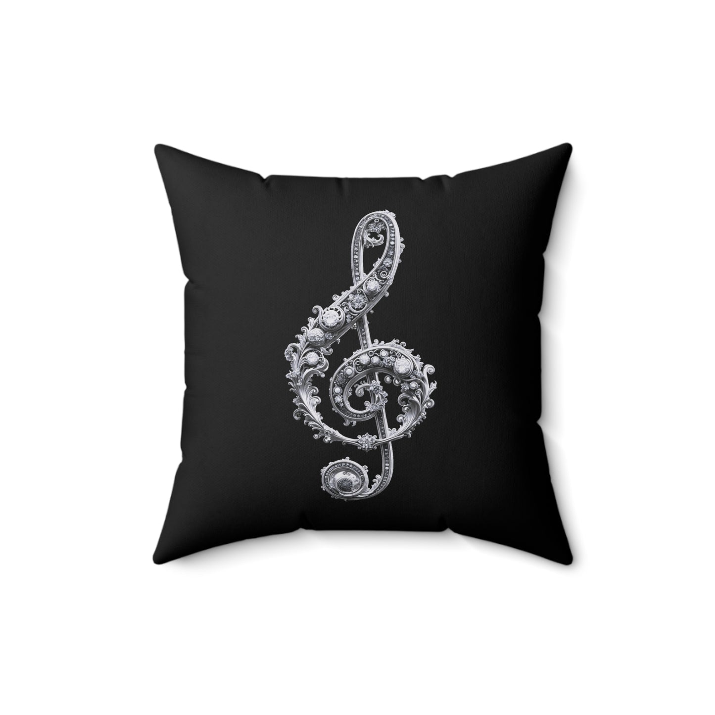 Music Note Decorative Pillow – Ornate Treble Clef Accent Cushion