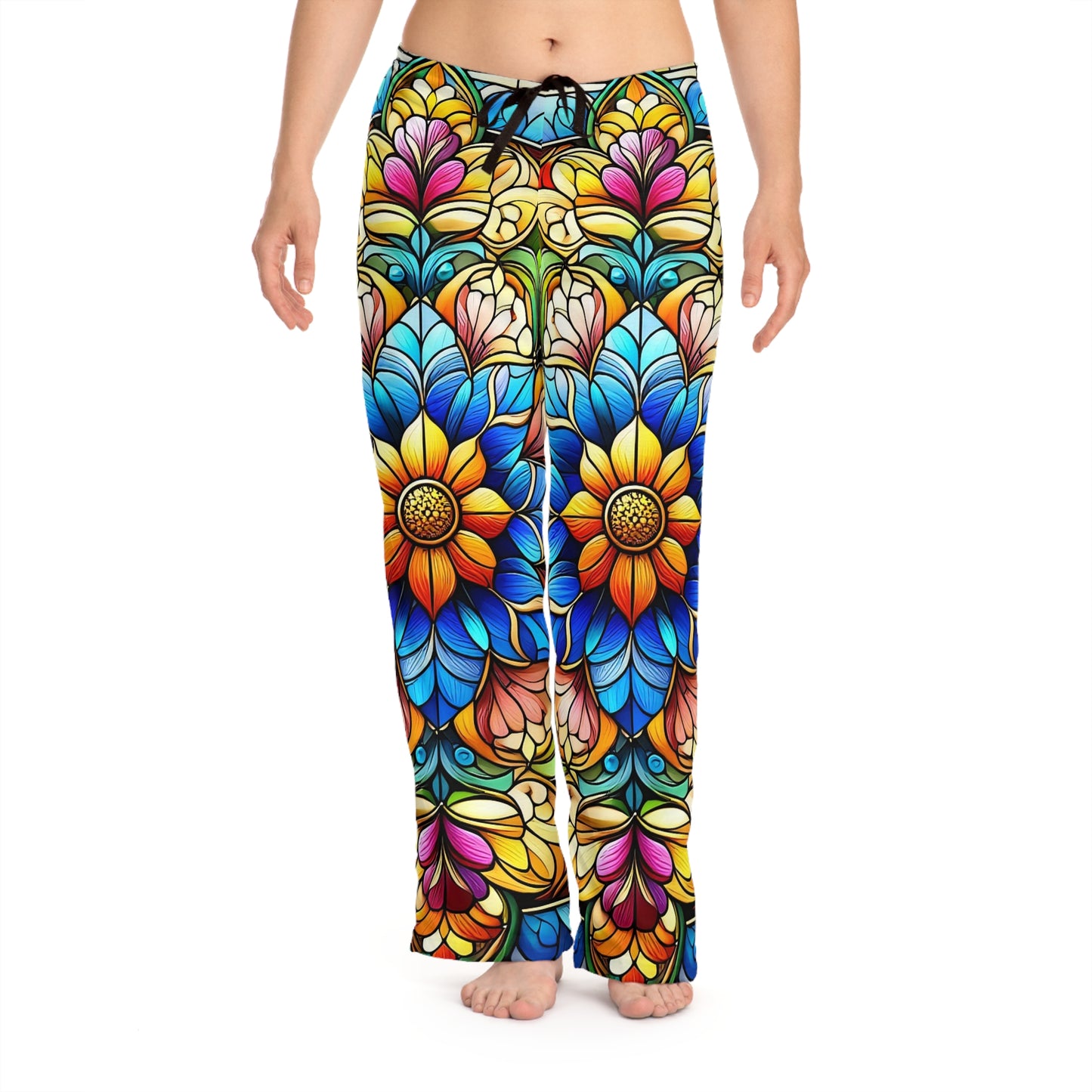 Vibrant Floral Women's Pajama Pants, Bohemian Sleepwear