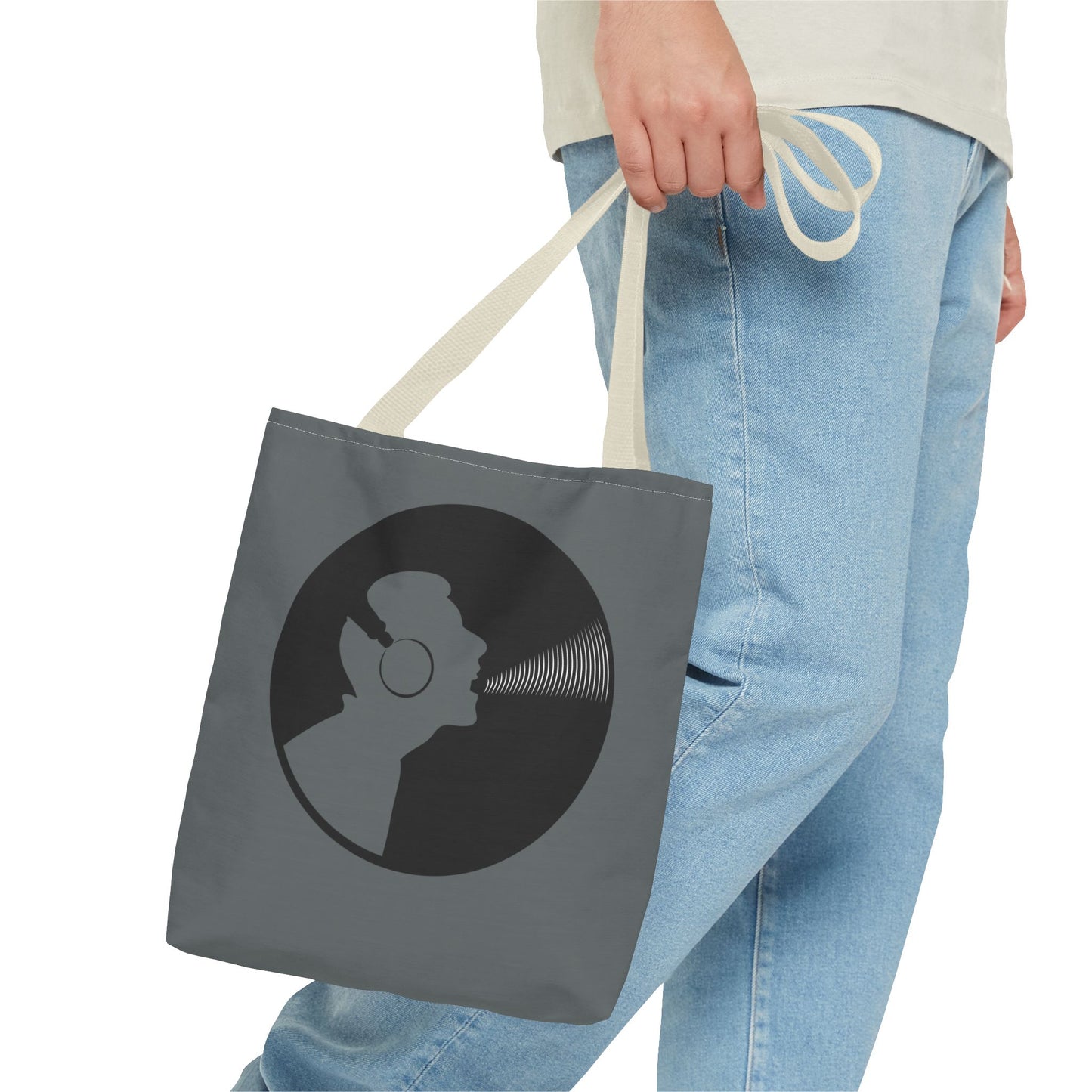 Music Lover's Tote Bag, Stylish Bag for Vinyl Enthusiasts, Gift for Music Lovers, Unique Shopping Tote, Record Player Accessory