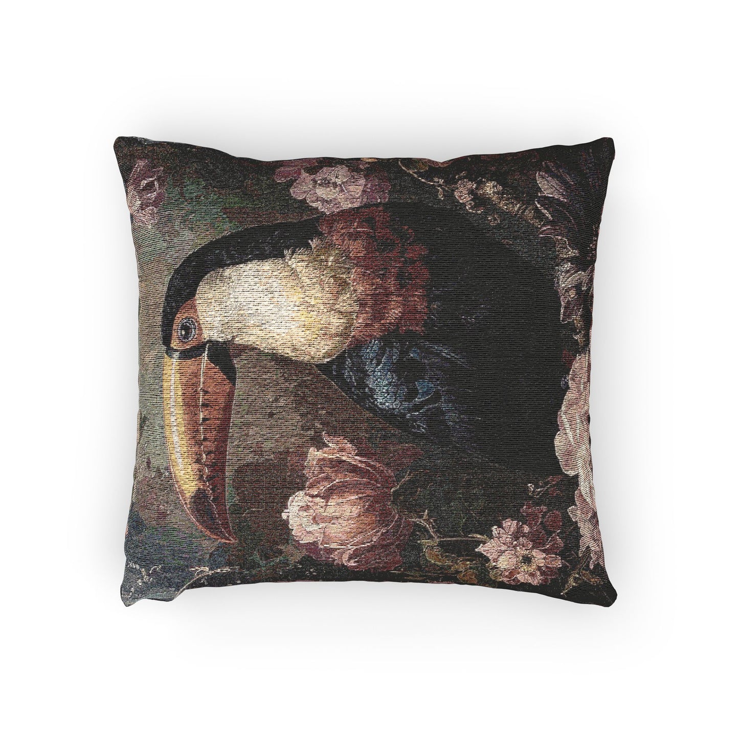 Tropical Toucan Woven Pillow | Decorative Cushion for Home, Boho Decor, Gift for Bird Lovers, Couch Accent Pillow, Nature-Themed Home Decor