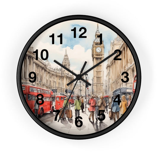 London Cityscape Wall Clock – Elegant Home Decor, Gift for Travelers, Office Accessories, Modern Design, Vintage Style, Unique Timepiece