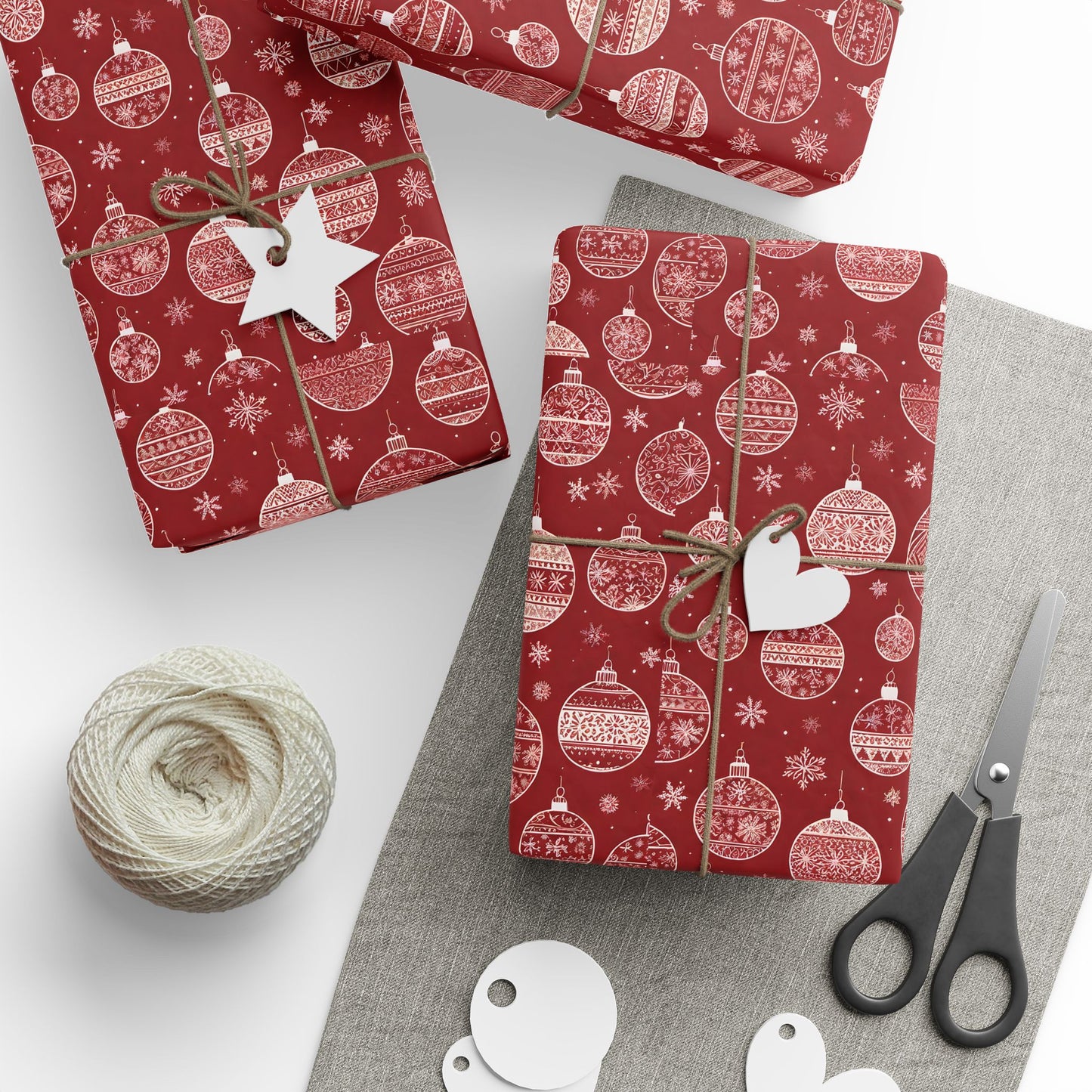 Festive Red Ornament Wrapping Paper Roll — Christmas Gift Wrap