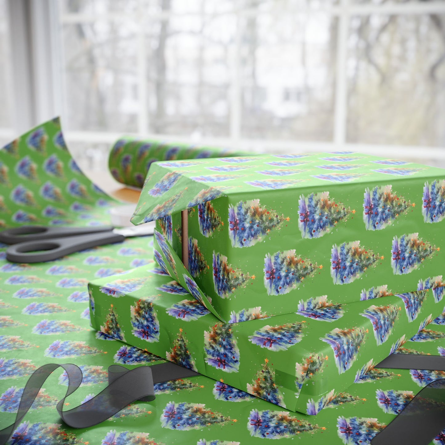 Vibrant Floral Wrapping Paper, Eco-Friendly Gift Wrap for Birthdays, Holidays, Special Occasions, Party Supplies, Green Decor