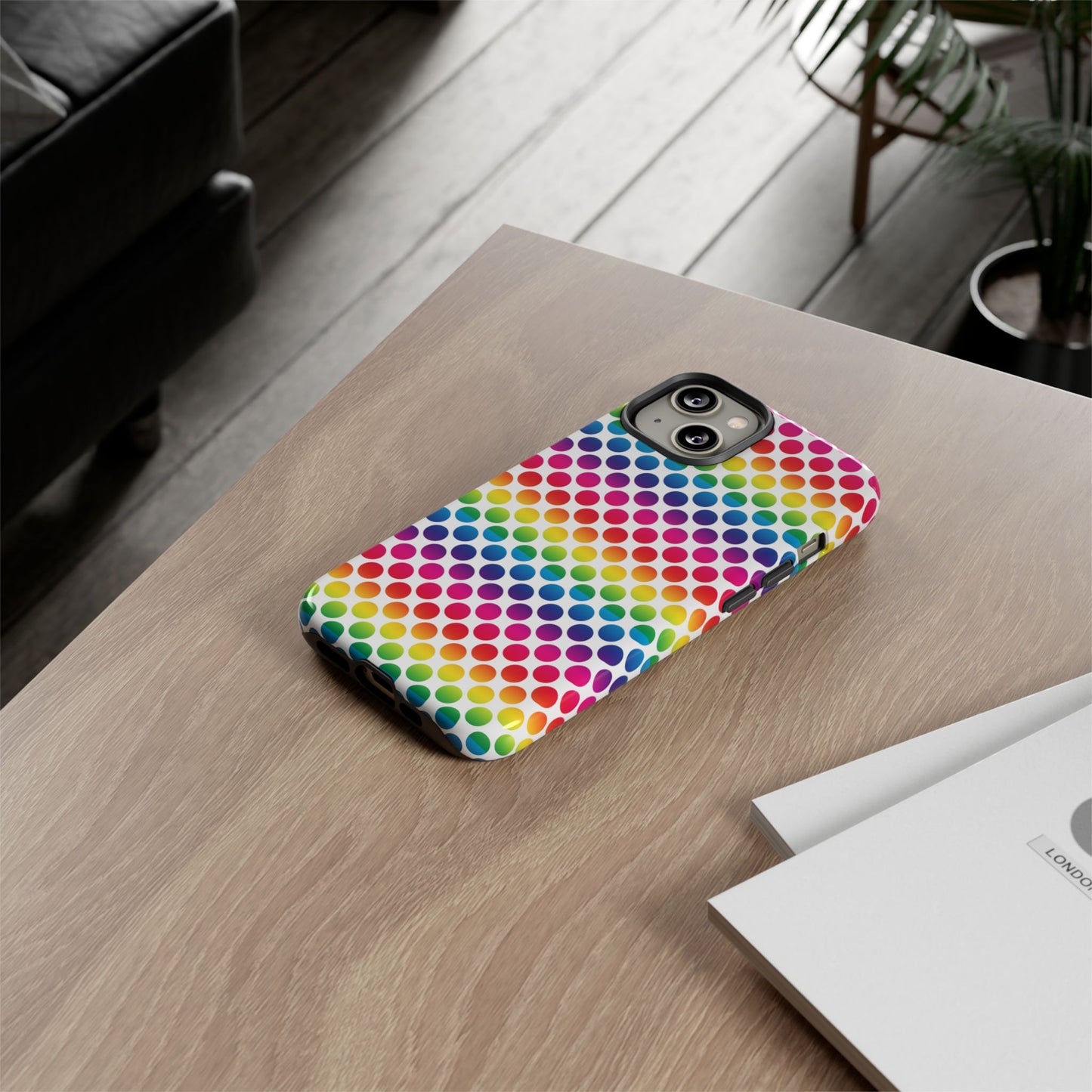 Rainbow Dot Phone Case, Colorful Phone Cover, Fun Phone Accessory, Gift for Friends, Trendy Mobile Case