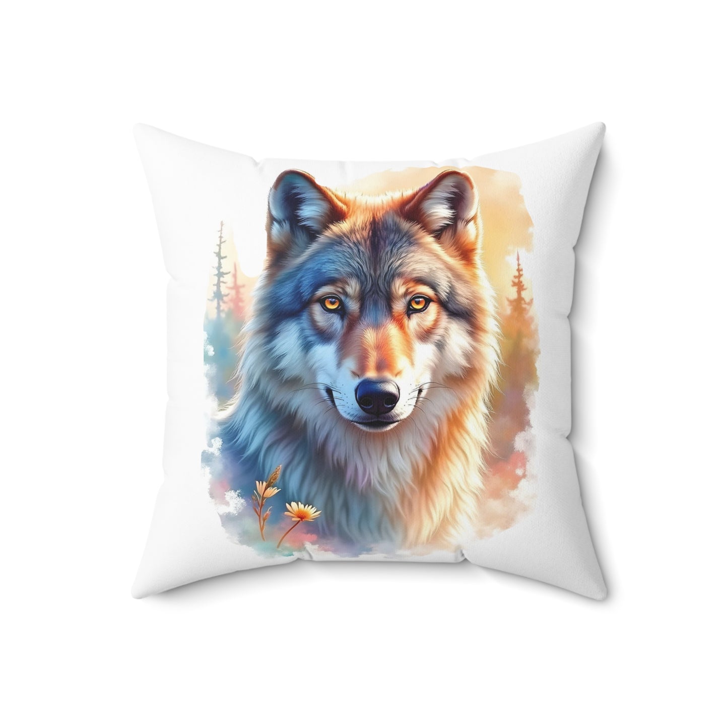 Majestic Wolf Print Pillow, Cozy Home Accent, Wilderness Themed Cushion