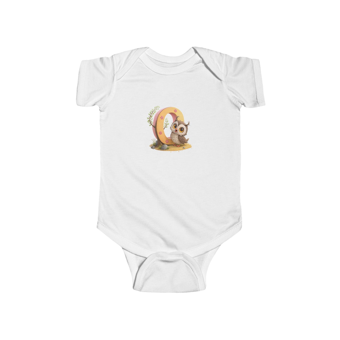 Cute Animal Themed Infant Bodysuit Letter O, Adorable Baby Outfit, Birthday Gift, Baby Shower Present, Newborn Clothes, Holiday Gift