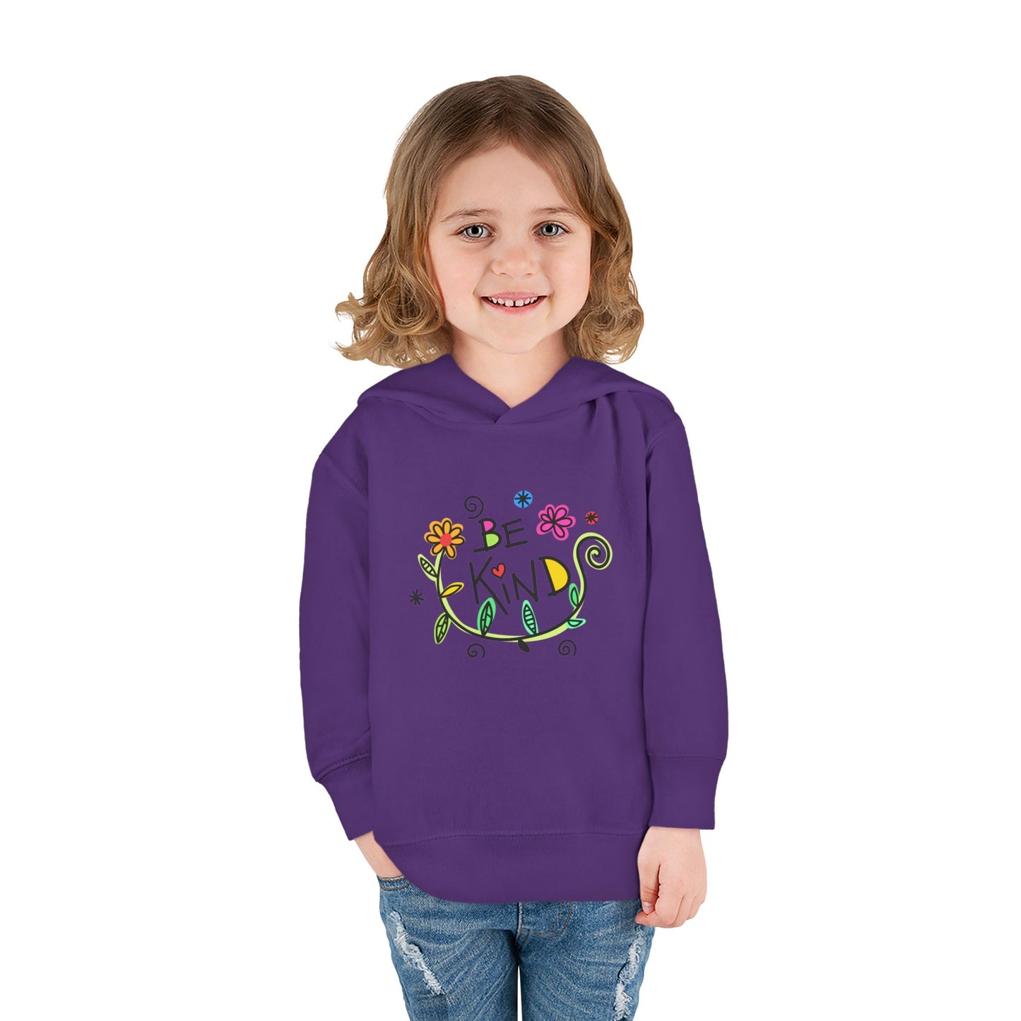 Toddler Fleece Hoodie - 'Be Kind' Floral Design, Cozy Kids Pullover, Cute Gift for Toddlers, Everyday Wear, Spring Outfit